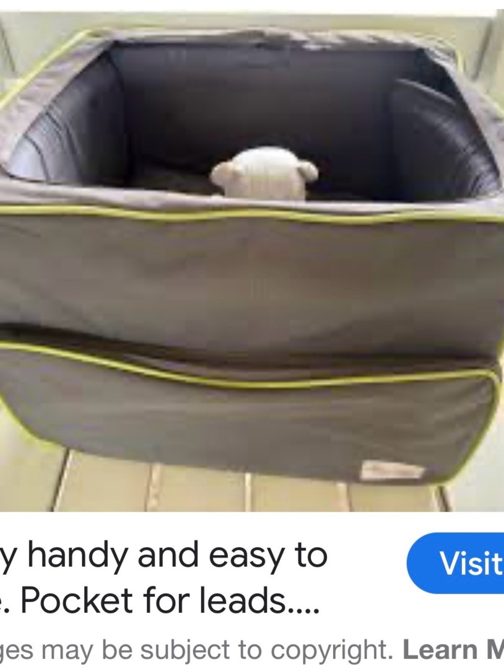 Gray and Lime Pet booster seat Carrier Travel Bag